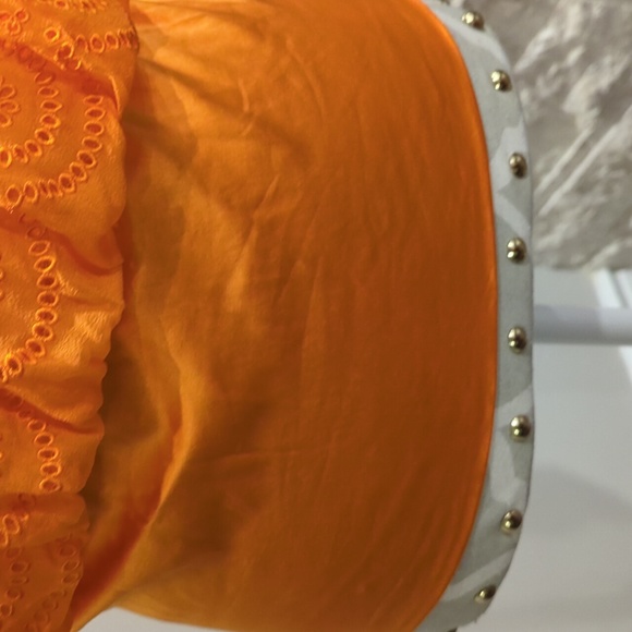 Marciano orange 100% silk halter top with embroidered eyelets - Picture 5 of 7